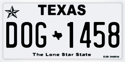 TX license plate DOG1458