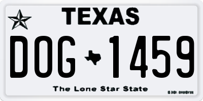 TX license plate DOG1459