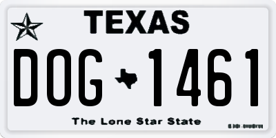 TX license plate DOG1461