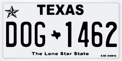 TX license plate DOG1462