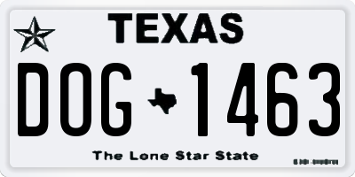TX license plate DOG1463