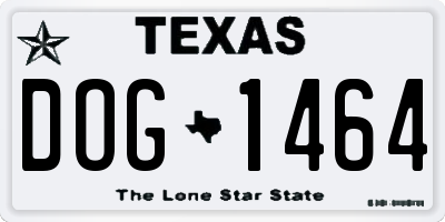 TX license plate DOG1464