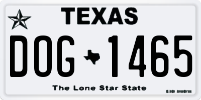 TX license plate DOG1465
