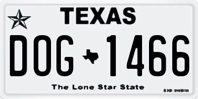 TX license plate DOG1466