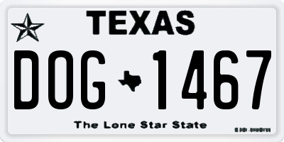 TX license plate DOG1467
