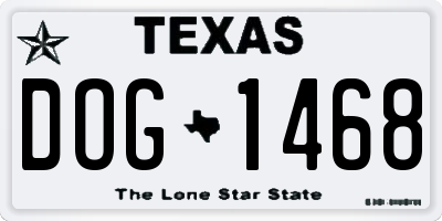 TX license plate DOG1468