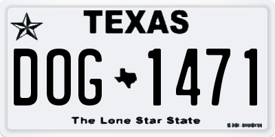 TX license plate DOG1471