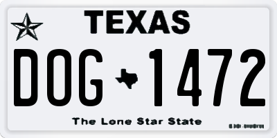 TX license plate DOG1472