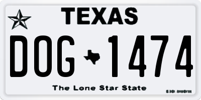 TX license plate DOG1474