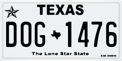 TX license plate DOG1476