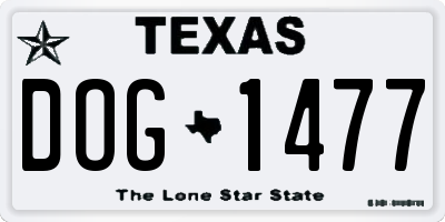 TX license plate DOG1477