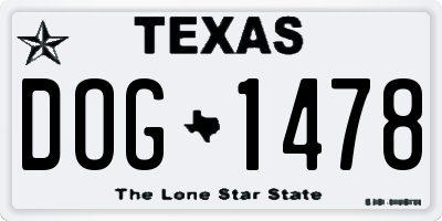 TX license plate DOG1478