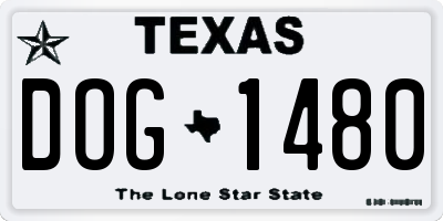 TX license plate DOG1480