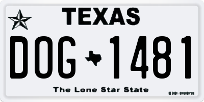TX license plate DOG1481