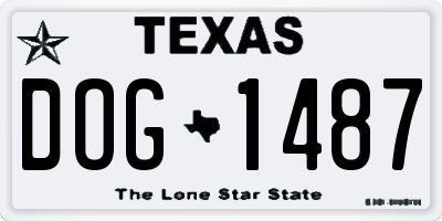 TX license plate DOG1487