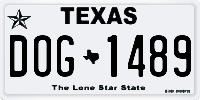 TX license plate DOG1489