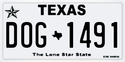 TX license plate DOG1491