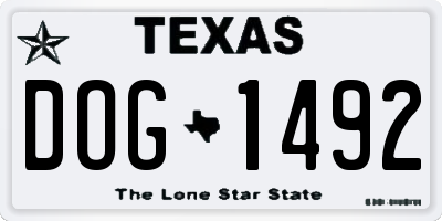 TX license plate DOG1492