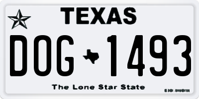 TX license plate DOG1493