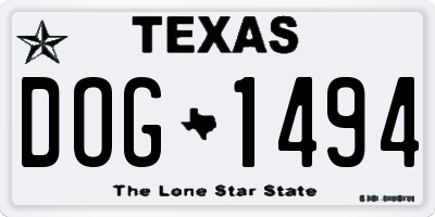 TX license plate DOG1494