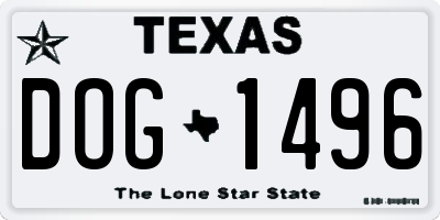 TX license plate DOG1496