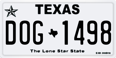 TX license plate DOG1498