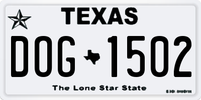 TX license plate DOG1502