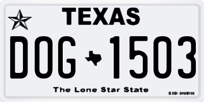 TX license plate DOG1503