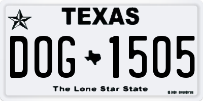 TX license plate DOG1505