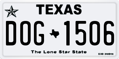 TX license plate DOG1506