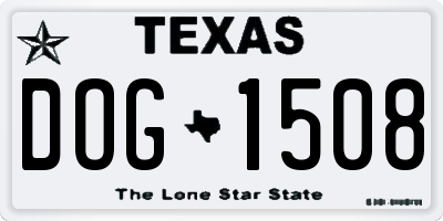 TX license plate DOG1508