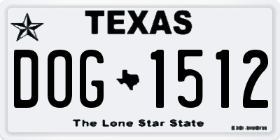 TX license plate DOG1512