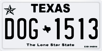 TX license plate DOG1513