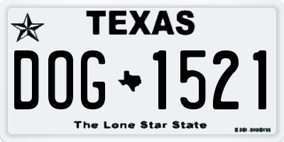 TX license plate DOG1521