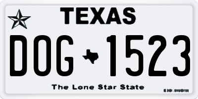 TX license plate DOG1523