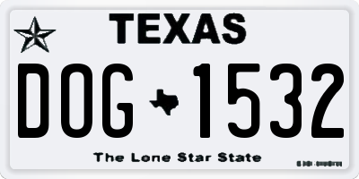 TX license plate DOG1532