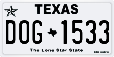 TX license plate DOG1533