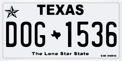 TX license plate DOG1536