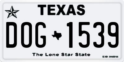 TX license plate DOG1539