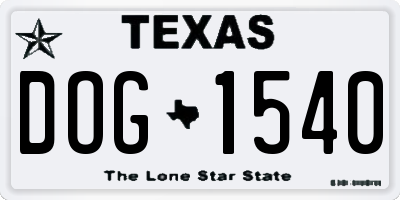 TX license plate DOG1540