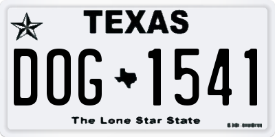 TX license plate DOG1541