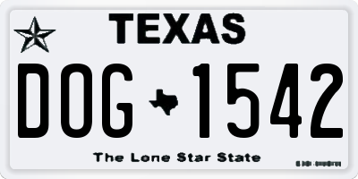 TX license plate DOG1542