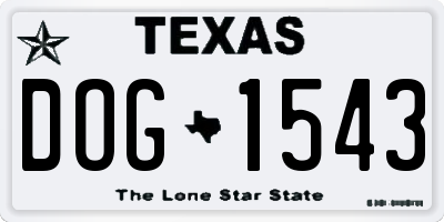 TX license plate DOG1543