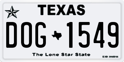 TX license plate DOG1549