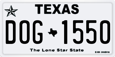 TX license plate DOG1550