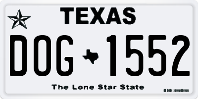 TX license plate DOG1552
