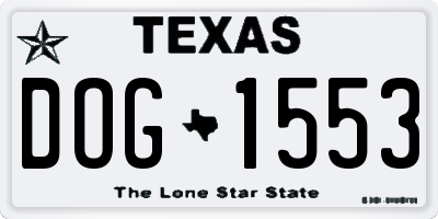 TX license plate DOG1553