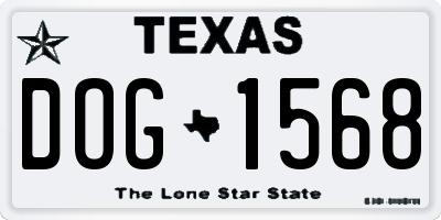 TX license plate DOG1568
