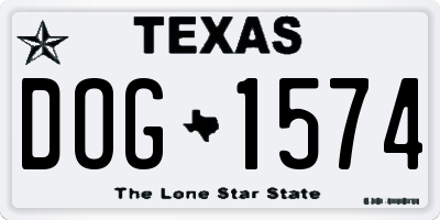 TX license plate DOG1574