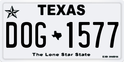 TX license plate DOG1577